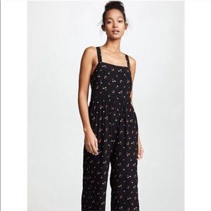 Madewell Smocked Crop Jumpsuit in Flower Toss